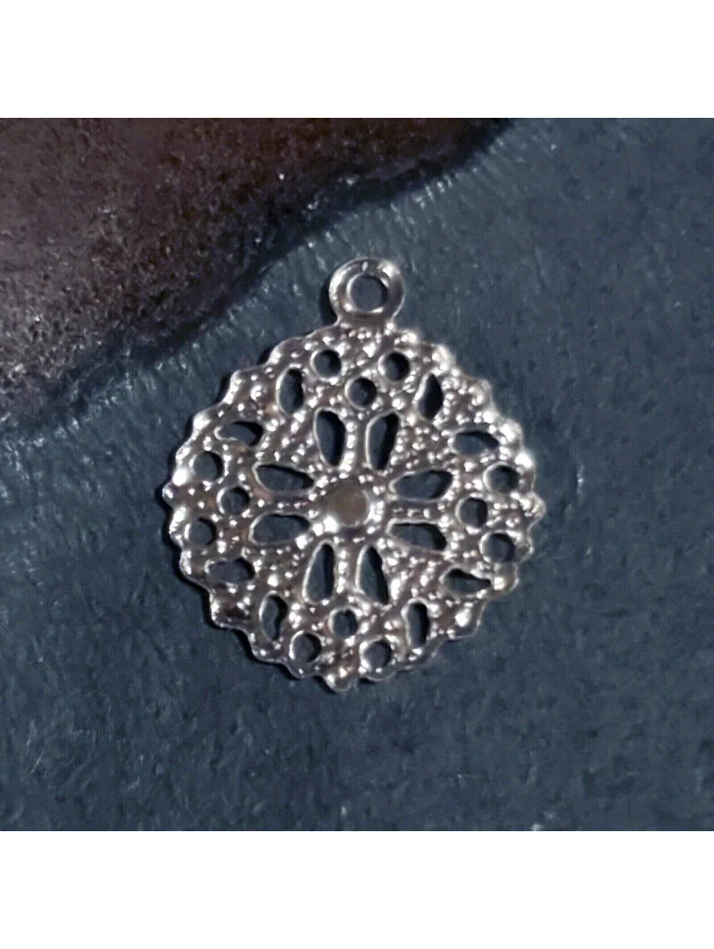 Byzantine Style Silver Plated Filigree Charms Lightweight Stamped Brass 10 pcs
